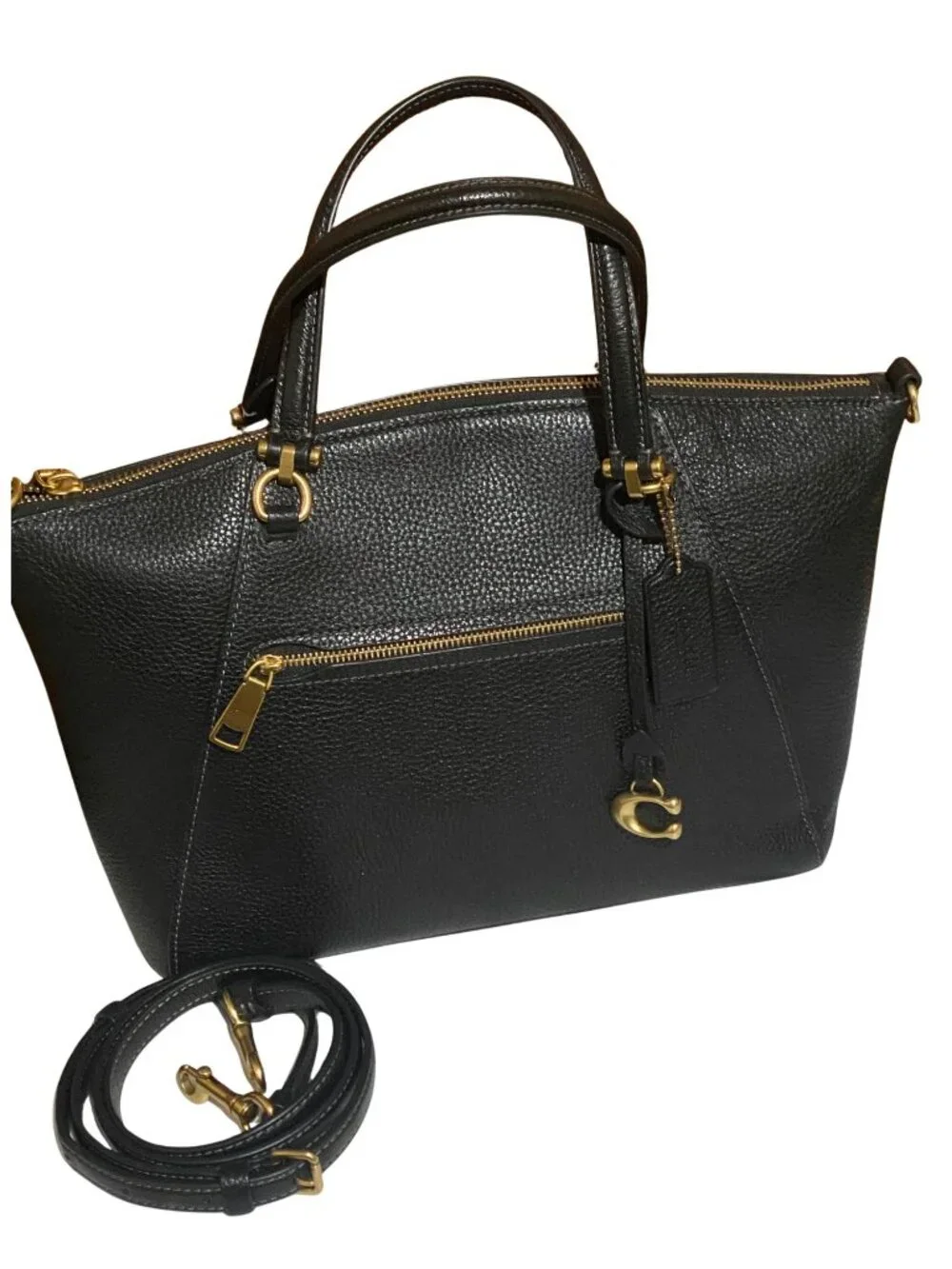 Coach Bella Small Satchel Black Pebbled Leather